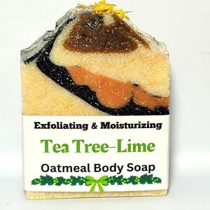 TEA TREE-LIME-BERGAMOT oatmeal turmeric moisturizing gentle exfoliator soap bar